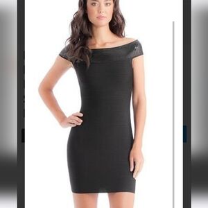 NEW WOMENS GUESS BLACK CATHERINE BANDAGE BODYCON SEQUIN COCKTAIL DRESS PARTY M